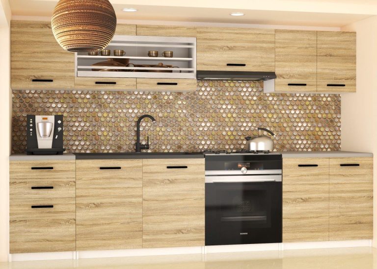 Meubles de cuisine 240 cm en chêne Wotan et chêne Sonoma avec plan de travail Fabricant TOR MARIKA2/5/WT/DS/0/B1