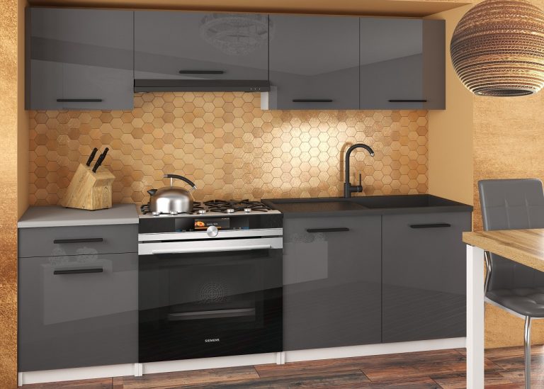 Meuble de cuisine 180 cm gris brillant avec plan de travail Fabricant INF SUPERUNIQA2/4/WT/S/0/B1