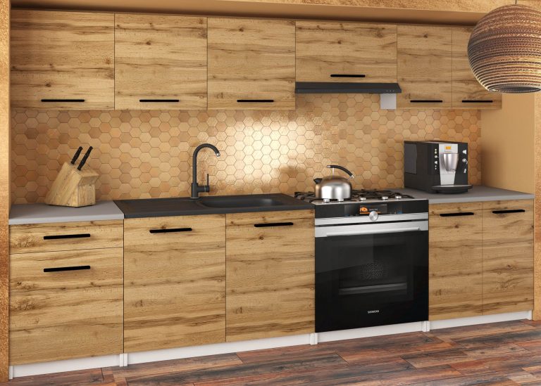 Meuble de cuisine 240 cm chêne wotan chêne sonoma avec plan de travail Fabricant TOR UNIQA2/5/WT/DW/0/B1