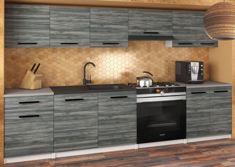 Meuble de cuisine 240 cm gris anthracite graphite sans plan de travail Fabricant TOR UNIQA2/3/WT/GW1/BB/B1