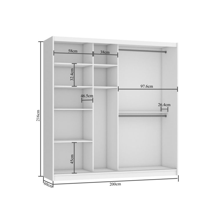 Armoire coulissante 200 cm blanc mat Fabricant SI SZP1/2/W/W/0/AL