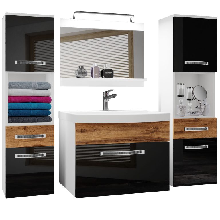Ensemble de meubles de salle de bain Glamour 114 GLA PM 6/0/W/BDW/0/MB/PP