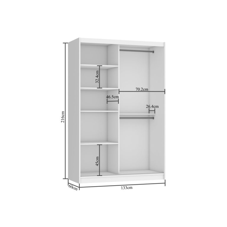 Armoire coulissante 133 cm avec miroir noir ébène foncé Fabricant MV SZP2/2/B/B/B/HI