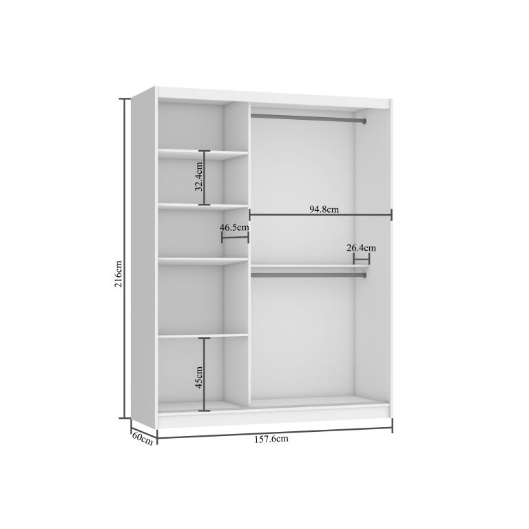 Armoire coulissante 158 cm blanc mat Fabricant SI SZP3/3/W/W/0/AL