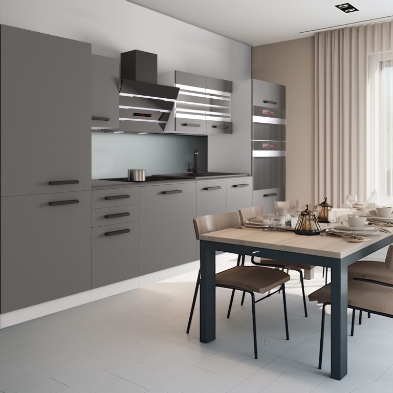 Meubles de cuisine Premium Version Complète 300 cm gris graphite anthracite avec plan de travail Fabricant TOR CINDY/0/WT/SR/B/B1
