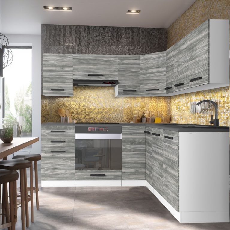 Meubles de cuisine Premium Version Complète 380 cm gris graphite anthracite avec plan de travail Fabricant TOR SARAH/1/WT/GW/B/B1
