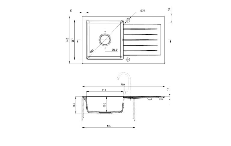 Zestaw PROMOCYJNY zlew + bateria ZQZ 2113 / BEN 262M