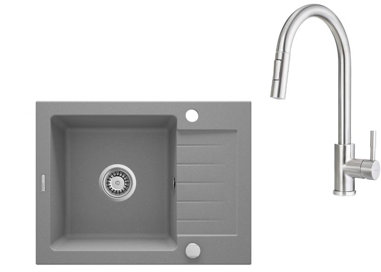 Ensemble PROMOTIONNEL évier + robinet avec douchette extractible ZQZ S11A / BBM F72M