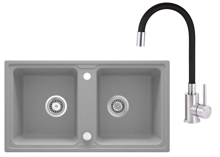 Ensemble PROMOTIONNEL évier en acier + robinet flexible ZQZ S203 / BOC B720