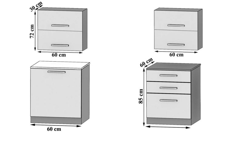 Meubles de cuisine 120 cm blanc mat avec plan de travail Fabricant TOR ELEGANTA2/2/WT/WT/0/B1