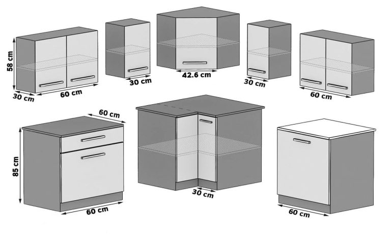 Meubles de cuisine 300 cm blanc brillant sans plan de travail Fabricant INF ARMIN/2/WT/W/BB/D