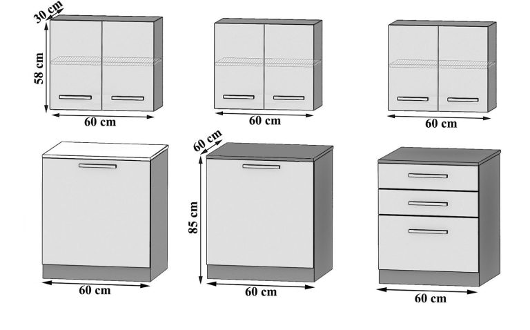 Meubles de cuisine 180 cm noir ébène foncé sans plan de travail Fabricant TOR SONIK/2/WT/HK/BB/U