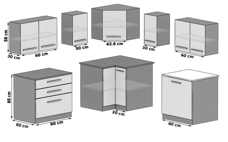 Meubles de cuisine 300 cm noir brillant avec plan de travail Fabricant INF ARMIN2/3/WT/B/0/B1