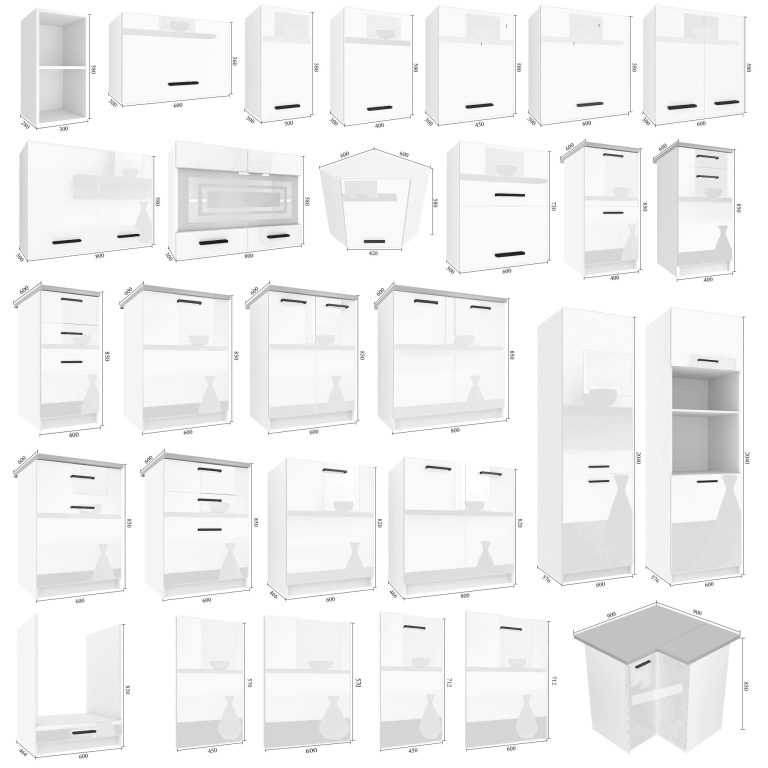 Meubles de cuisine 300 cm blanc brillant avec plan de travail Fabricant INF SYNTKA/6/WT/W/0/F