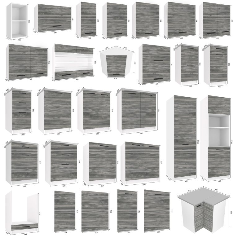 Meubles de cuisine 300 cm gris anthracite graphite avec plan de travail Fabricant TOR SYNTKA2/7/WT/GW1/0/B1