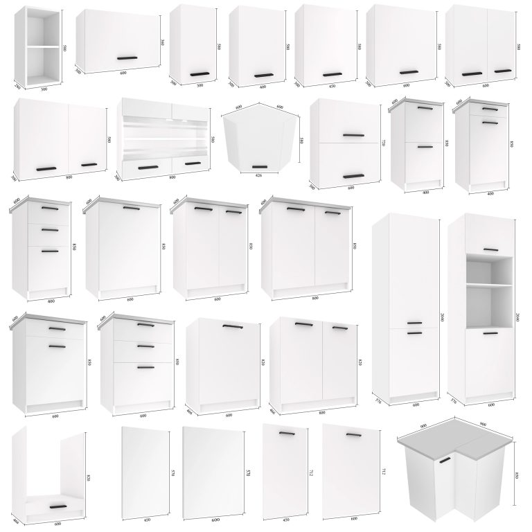 Meubles de cuisine 240 cm blanc mat avec plan de travail Fabricant TOR PAULA2/5/WT/WT/0/B1