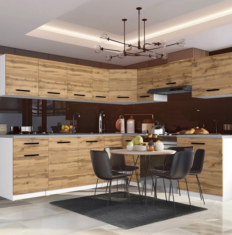 Meubles de cuisine 420 cm en chêne Wotan et chêne Sonoma avec plan de travail Fabricant TOR UNIQAPLUS/4/WT/DW/0/B1
