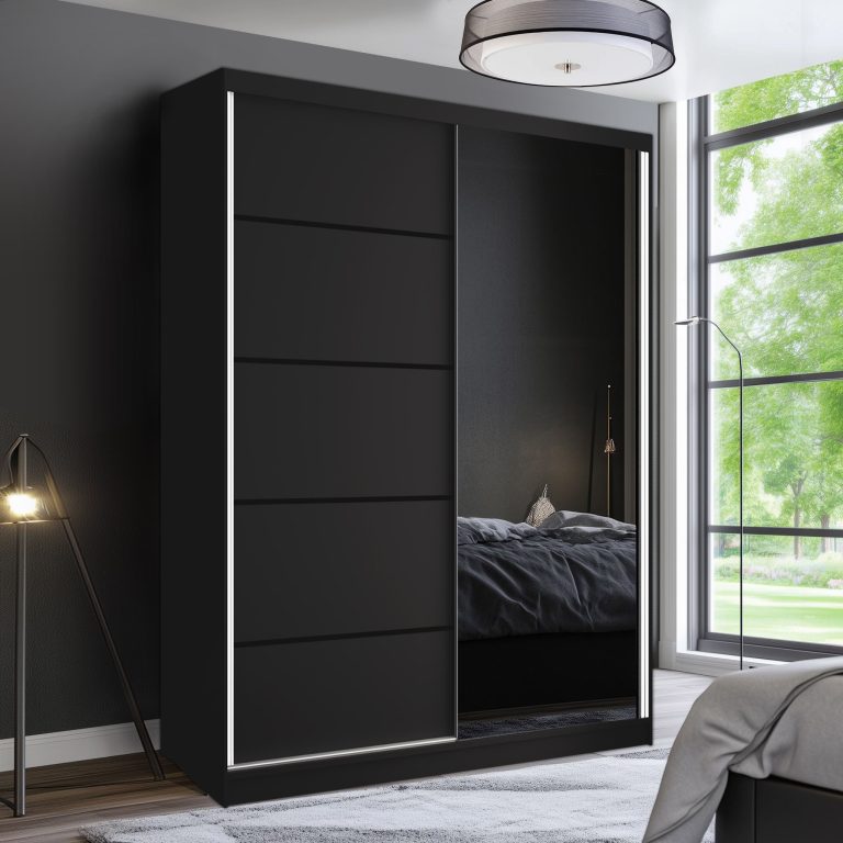 Armoire coulissante SERENITY 133 cm mate noir Fabricant MBP SERENITY SZP6/0/B/B/0/HIAL
