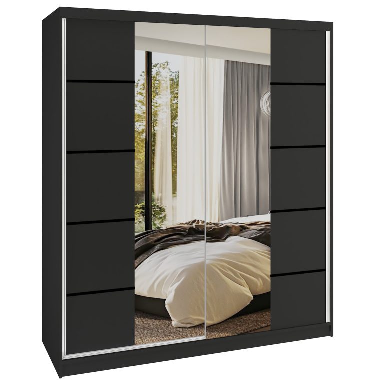 Armoire coulissante SERENITY 158 cm mate noir Fabricant ME SERENITY SZP7/0/B/B/0/HIAL