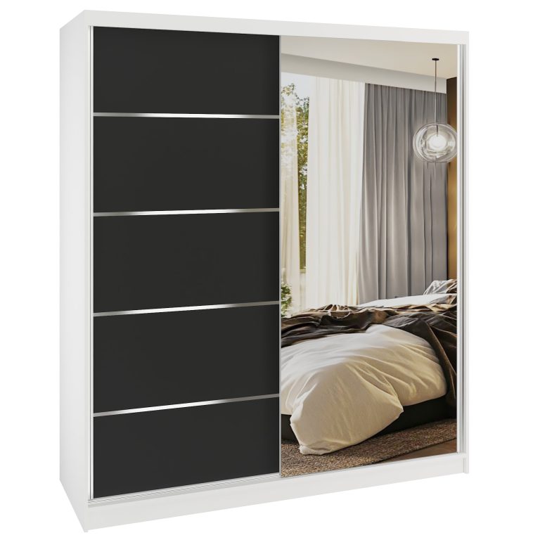 Armoire coulissante SERENITY 158 cm mate noir Fabricant MBP SERENITY SZP7/0/W/B/0/HIAL