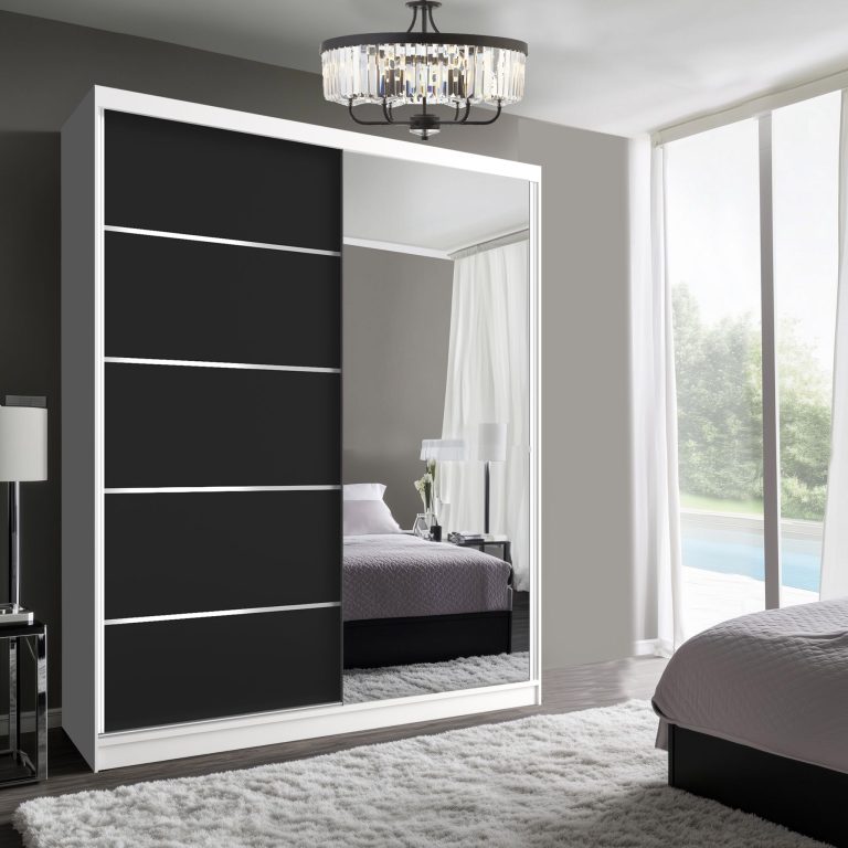 Armoire coulissante SERENITY 158 cm mate noir Fabricant MBP SERENITY SZP7/0/W/B/0/HIAL