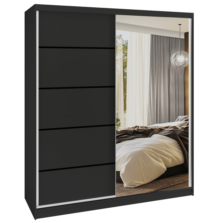 Armoire coulissante SERENITY 158 cm mate noir Fabricant MBP SERENITY SZP7/0/B/B/0/HIAL
