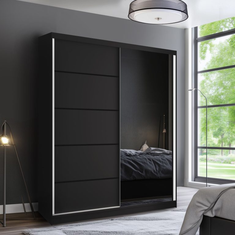 Armoire coulissante SERENITY 158 cm mate noir Fabricant MBP SERENITY SZP7/0/B/B/0/HIAL
