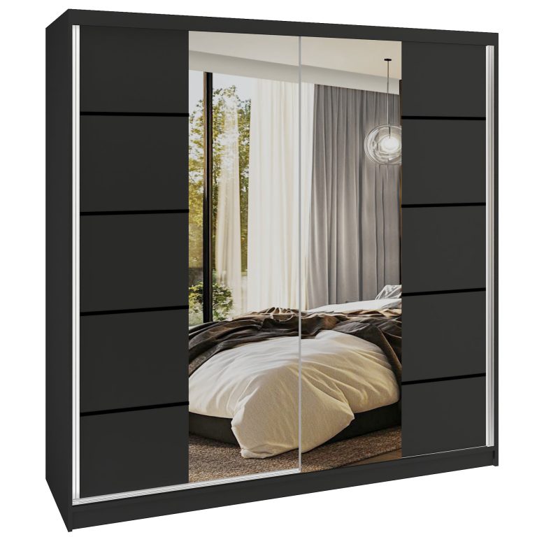 Armoire coulissante SERENITY 200 cm mate noir Fabricant ME SERENITY SZP5/0/B/B/0/HIAL