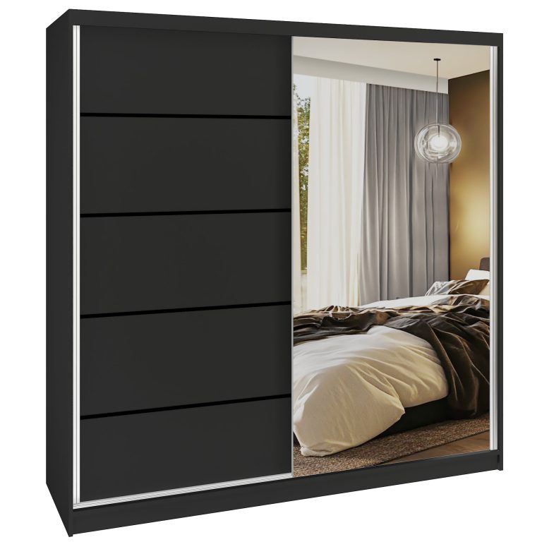 Armoire coulissante SERENITY 200 cm mate noir Fabricant MBP SERENITY SZP5/0/B/B/0/HIAL