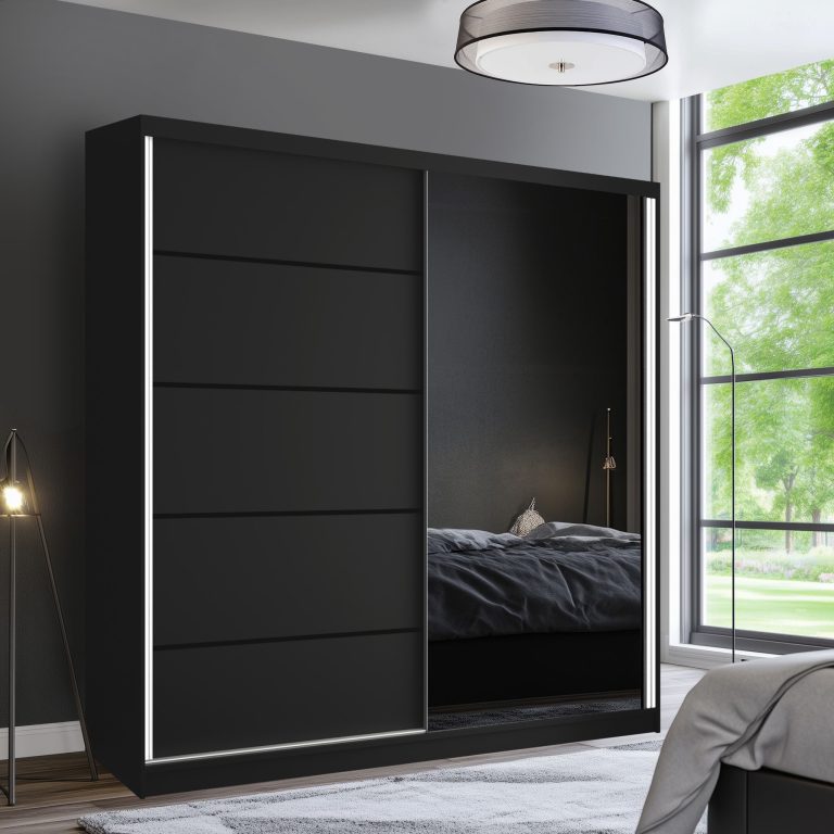 Armoire coulissante SERENITY 200 cm mate noir Fabricant MBP SERENITY SZP5/0/B/B/0/HIAL