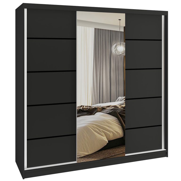 Armoire coulissante SERENITY 200 cm mate noir Fabricant MT SERENITY SZP5/0/B/B/0/HIAL