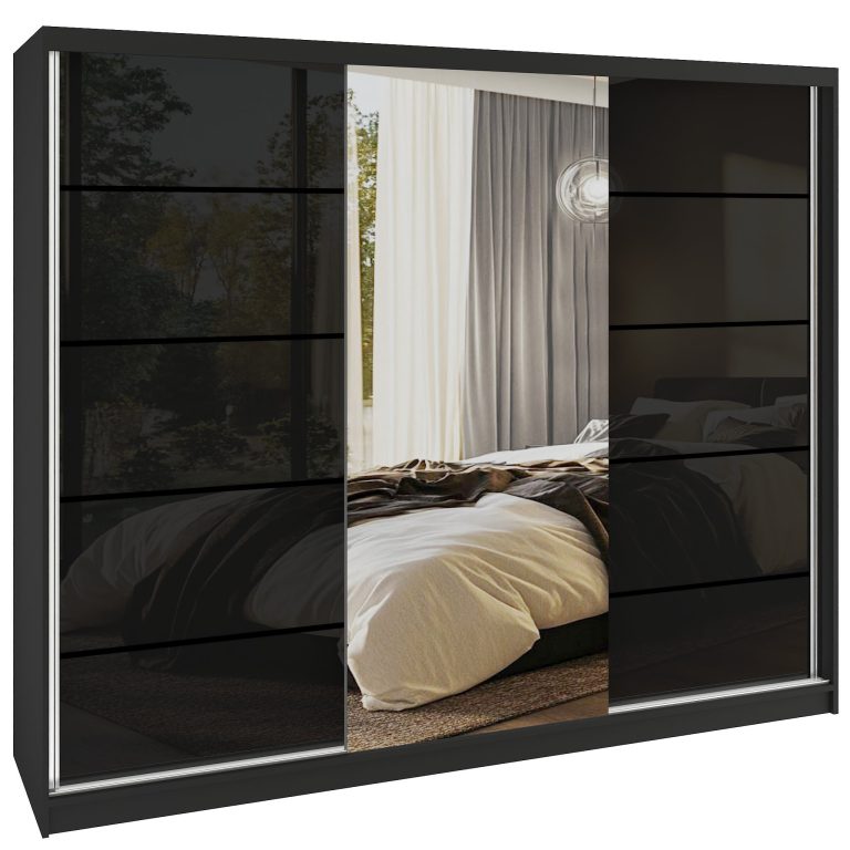 Armoire coulissante SERENITY 200 cm brillance noir Fabricant MTG SERENITY SZP5/0/B/B/0/HIAL