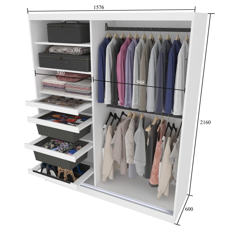 Armoire coulissante SERENITY 158 cm brillance blanc Fabricant MGB SERENITY SZP7/0/W/W/0/HIAL