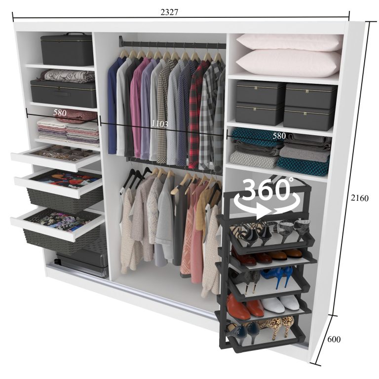 Armoire coulissante SERENITY 232 cm brillance blanc Fabricant MGB SERENITY SZP8/0/W/W/0/HIAL