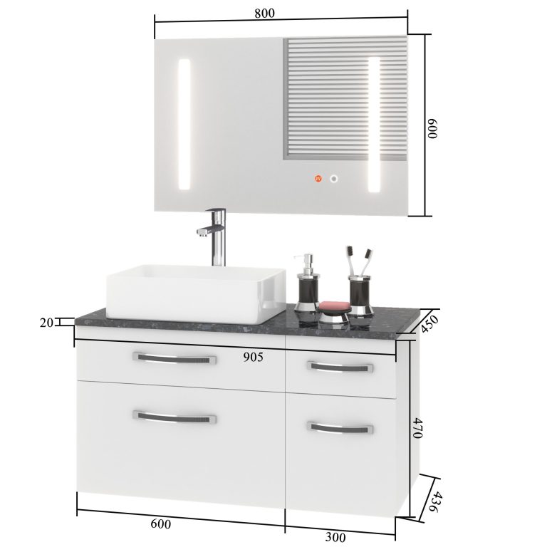 Ensemble de meubles de salle de bain Euphoria EUP P 90P/0/W/S/0/BK/MB
