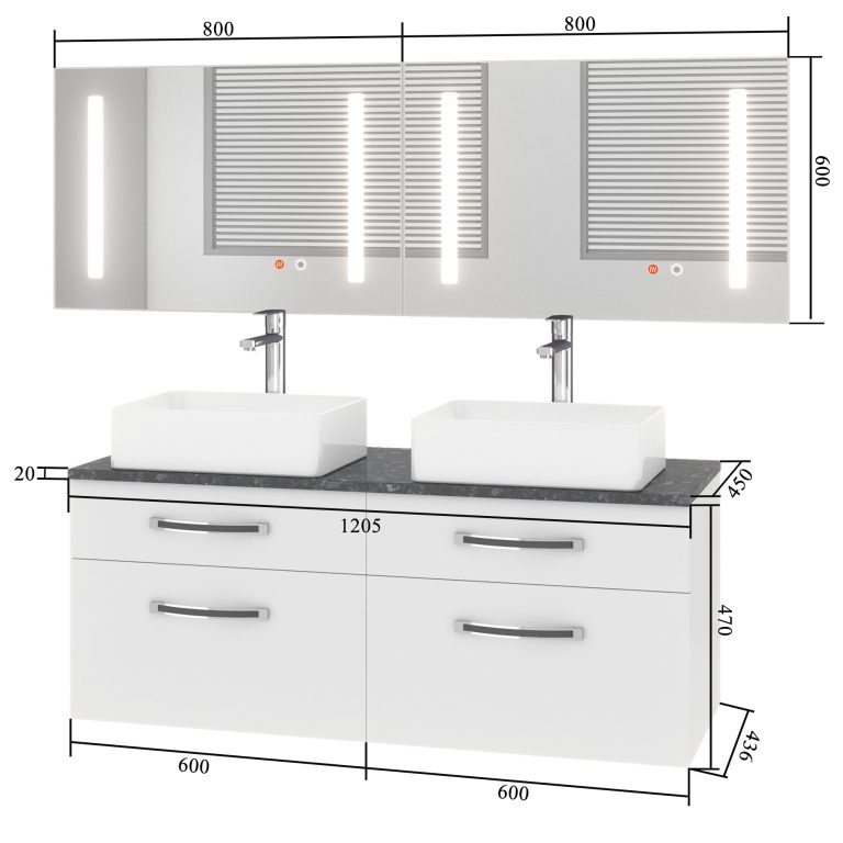 Ensemble de meubles de salle de bain Euphoria EUP P 120D/0/W/B/0/BK/MB