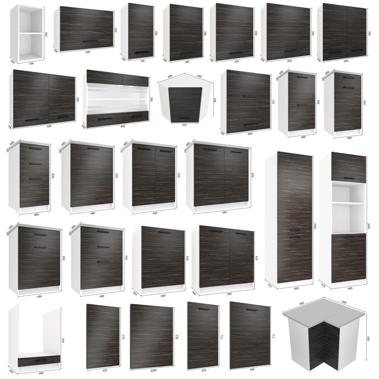 Meuble de cuisine Belini bas 40 cm ébène royal avec plan de travail Fabricant TOR SD2-40/0/WT/HK/0/T
