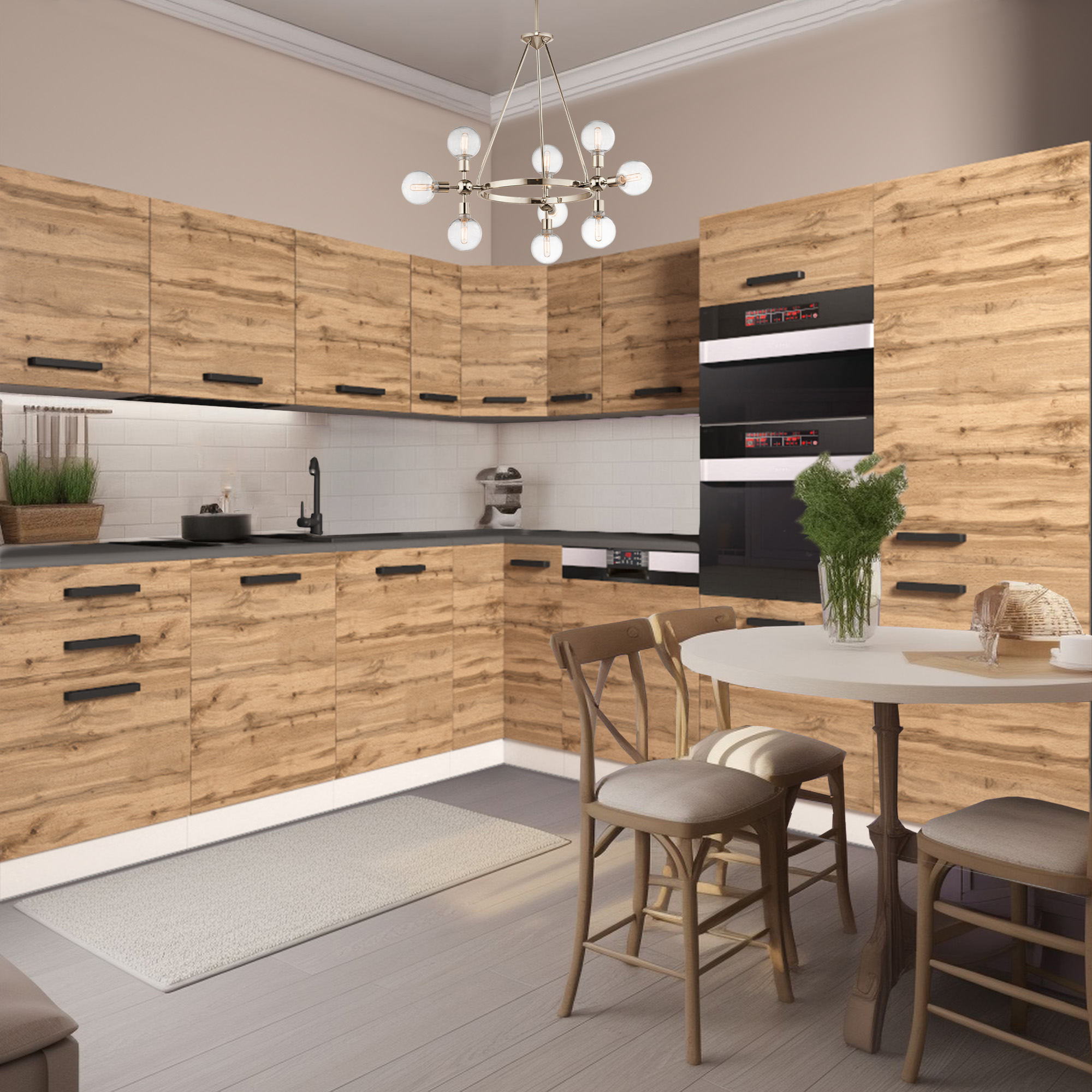 Cuisine avec armoires en bois chaleureux