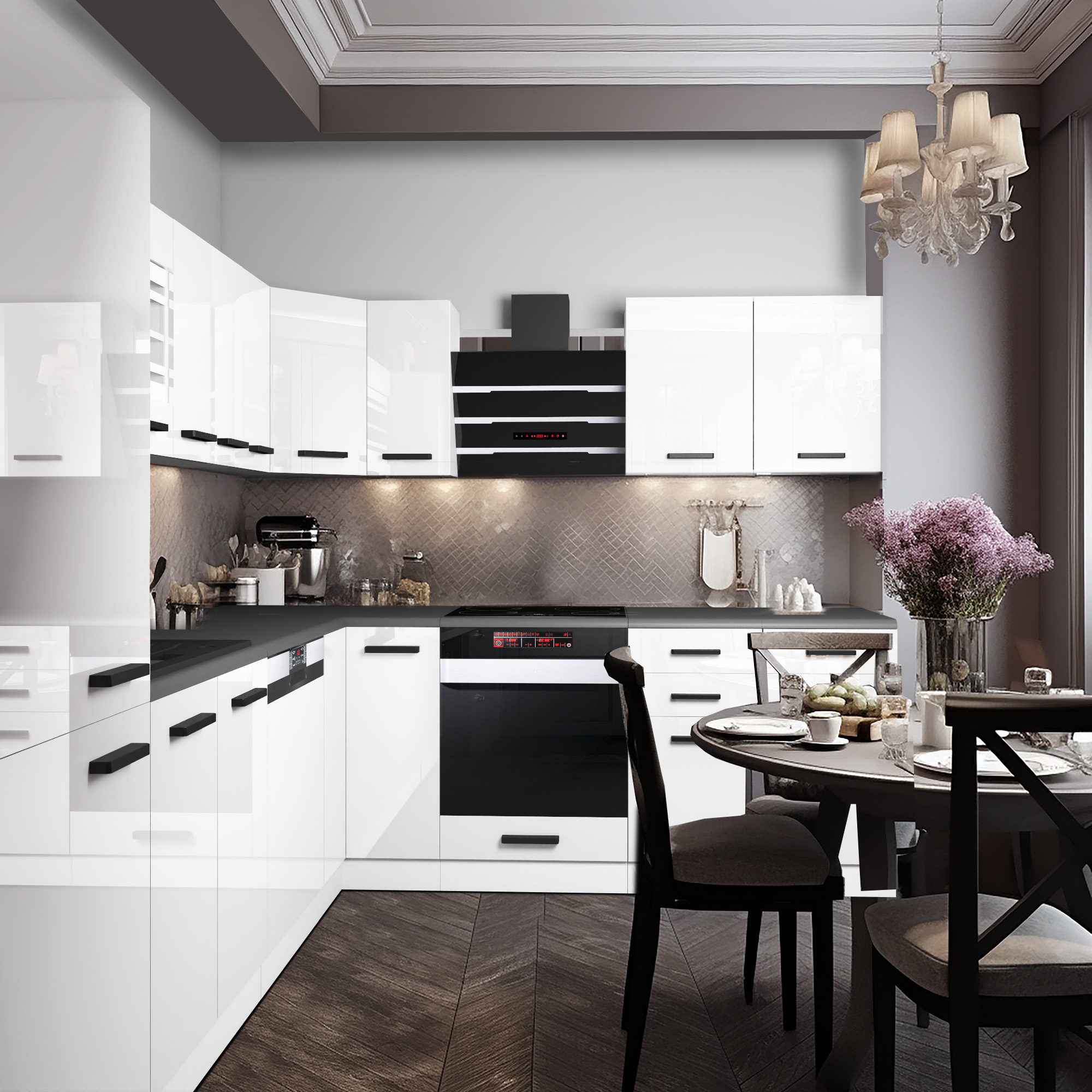 Cuisine lumineuse et conviviale avec coin repas