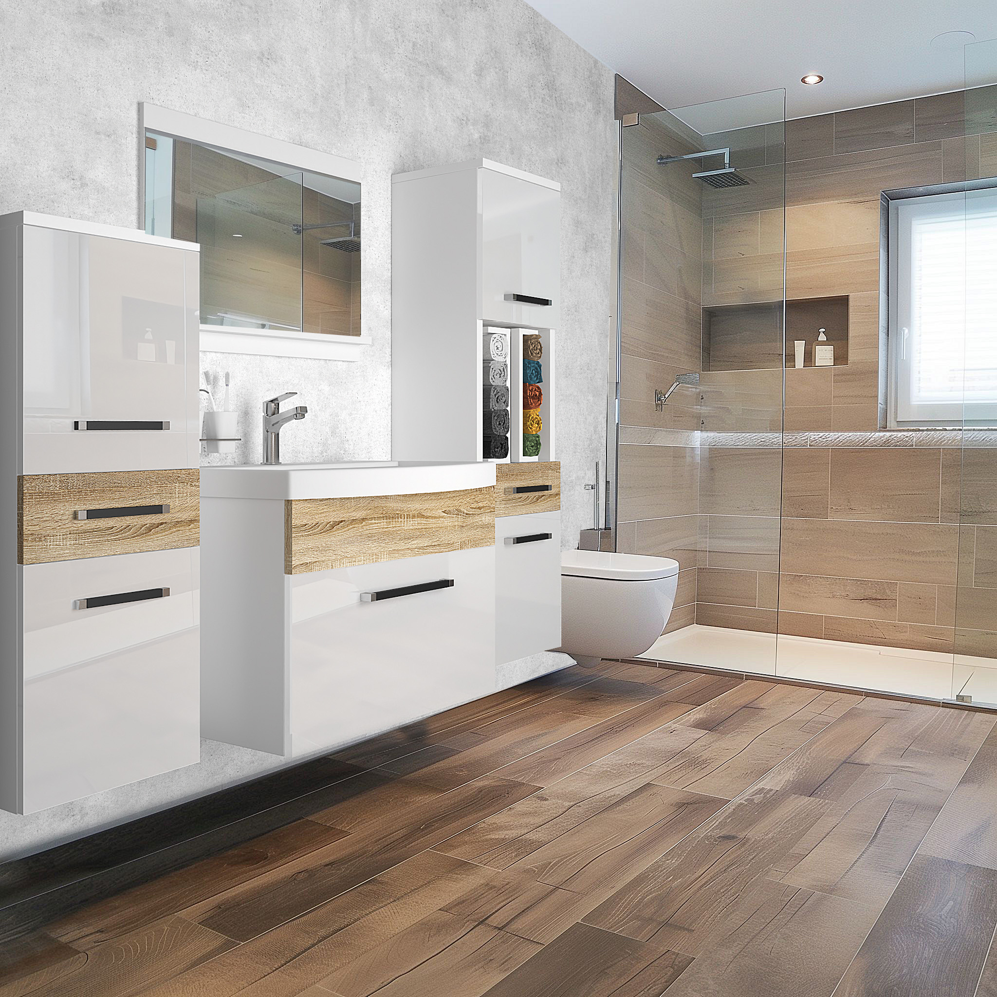 Aménagement fonctionnel et lumineux d'une salle de bain