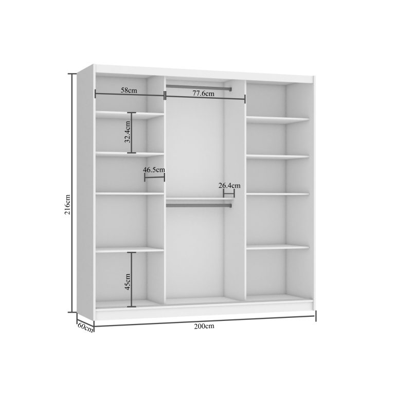 Armoire coulissante 200 cm PRIMO avec miroir chêne wotan / chêne sonoma – Producteur MES PRIMO SZP1/1/W/DS/0/AL