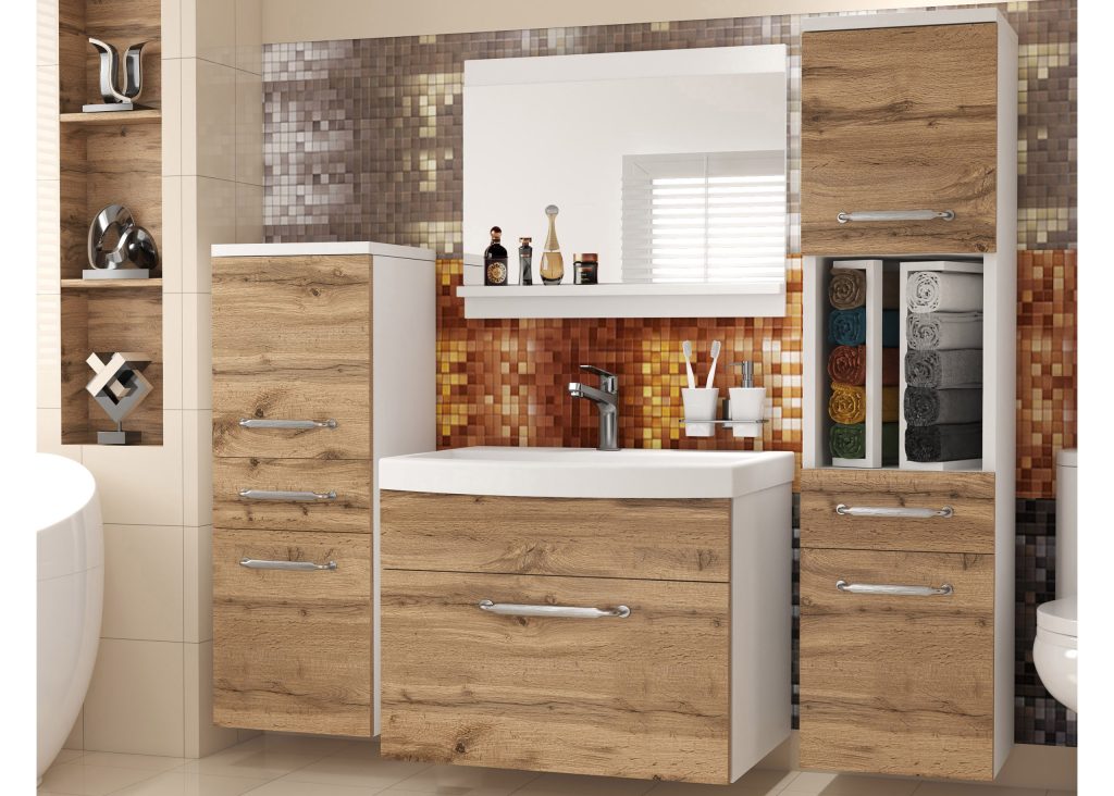 Rod Ravaioli Primo Meuble de salle de bain avec vasque et miroir chêne wotan – Producteur ...
