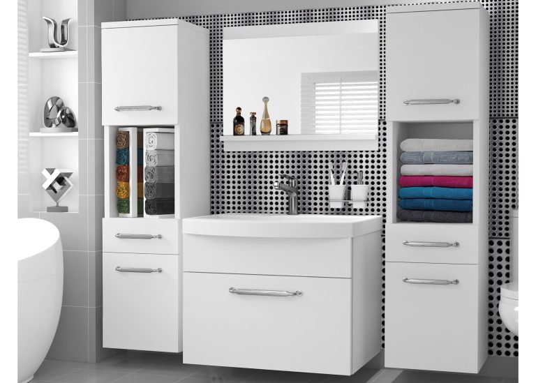 Meuble de salle de bain avec vasque et miroir blanc mat – Producteur ROD PRIMO M 6/0/W/W/0/ZINC