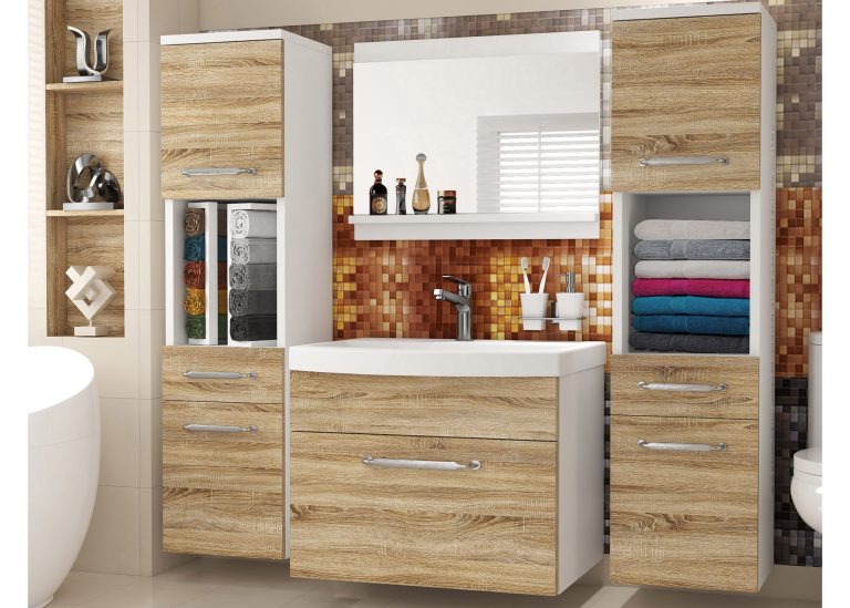 Meuble de salle de bain avec vasque et miroir chêne sonoma – Producteur ROD PRIMO M 6/0/W/DS/0/ZINC