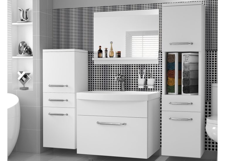 Meuble de salle de bain avec vasque et miroir blanc mat – Producteur ROD PRIMO M 5/0/W/W/0/ZINC