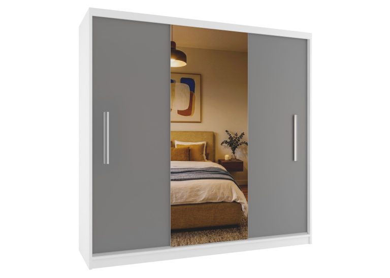 Armoire coulissante 200 cm PRIMO avec miroir gris anthracite graphite – Producteur MES PRIMO SZP1/1/W/SR/0/AL