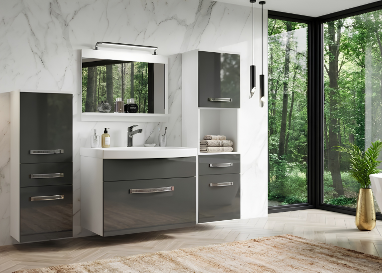 Ensemble de meubles de salle de bain Glamour 83 GLA P 5/0/W/S/0/MB/PP