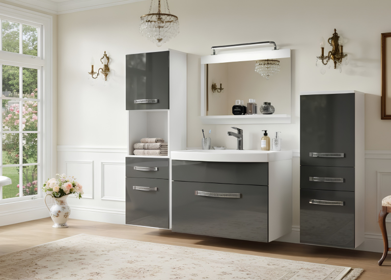Ensemble de meubles de salle de bain Glamour 83 GLA P 5/0/W/S/0/MB/PP
