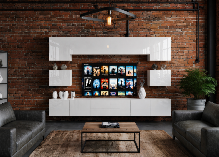 Meuble TV/RTV 300 cm blanc brillant Fabricant IMP 3/5/W/W/0/0