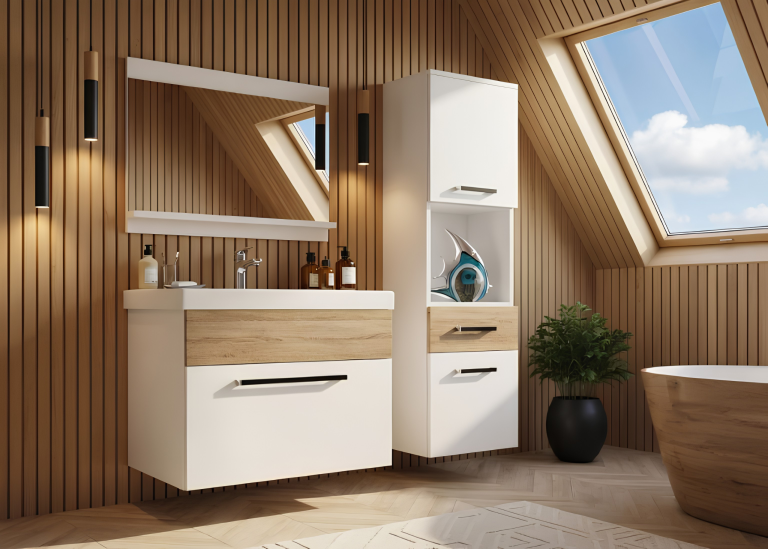 Meuble de salle de bain Belini blanc mat / chêne sonoma + lavabo + miroir Fabricant ROD M 3/0/W/WDS/0/ZW